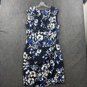 Ralph Lauren Navy and White Floral Midi Dress